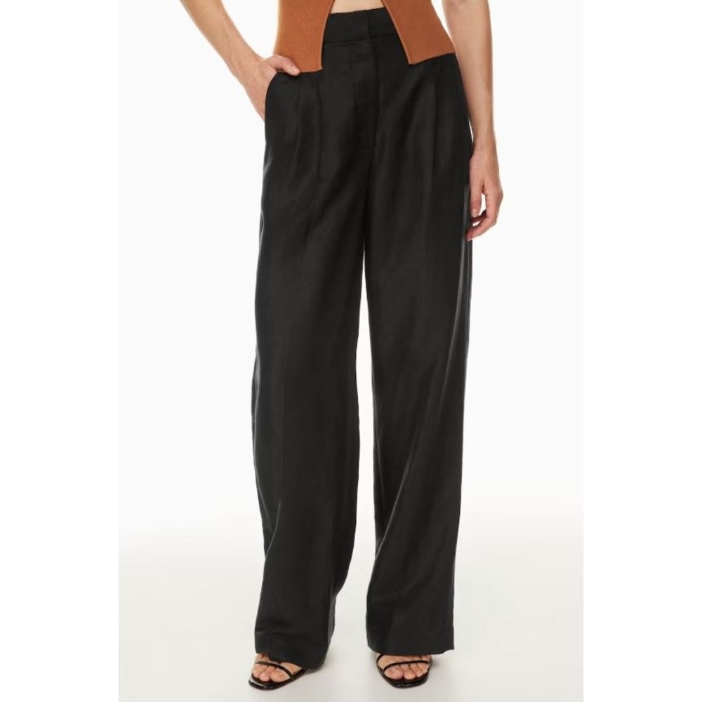Wilfred The Effortless Pant Black Linen High Rise Trousers Women's Size 0